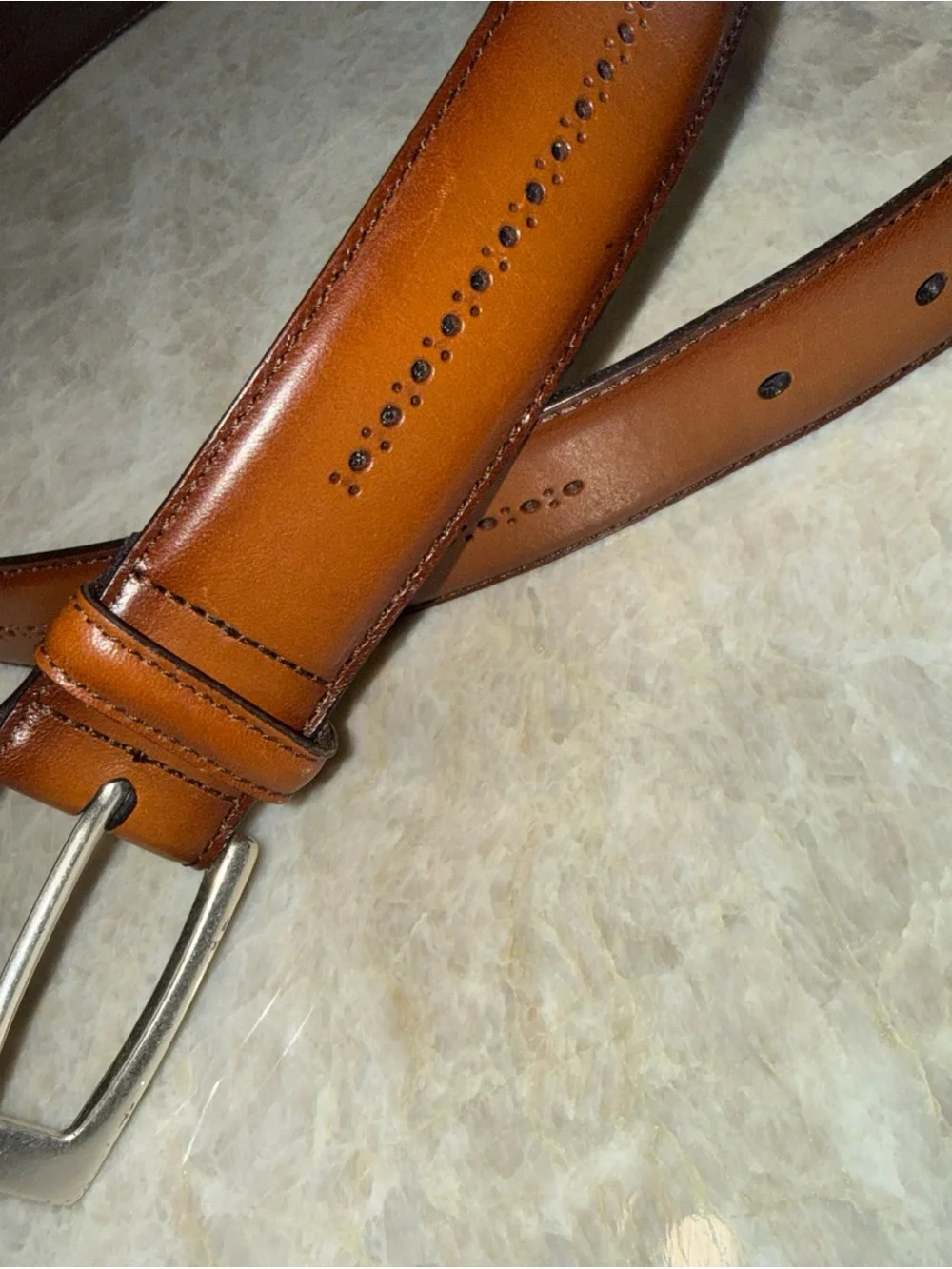 Allen Edmonds Manistee brogues Dress Belt Sz 38 - Picture 7 of 7
